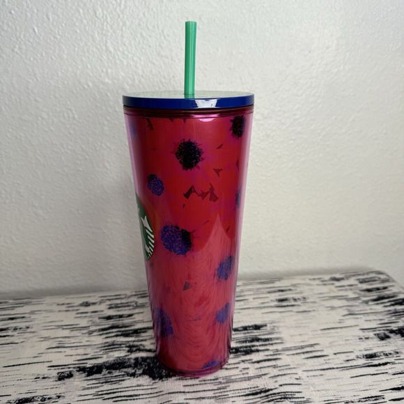 Starbucks Flower 2022 Summer Floral Hibiscus Tumbler Cold Cup 24oz Venti - Picture 5 of 12